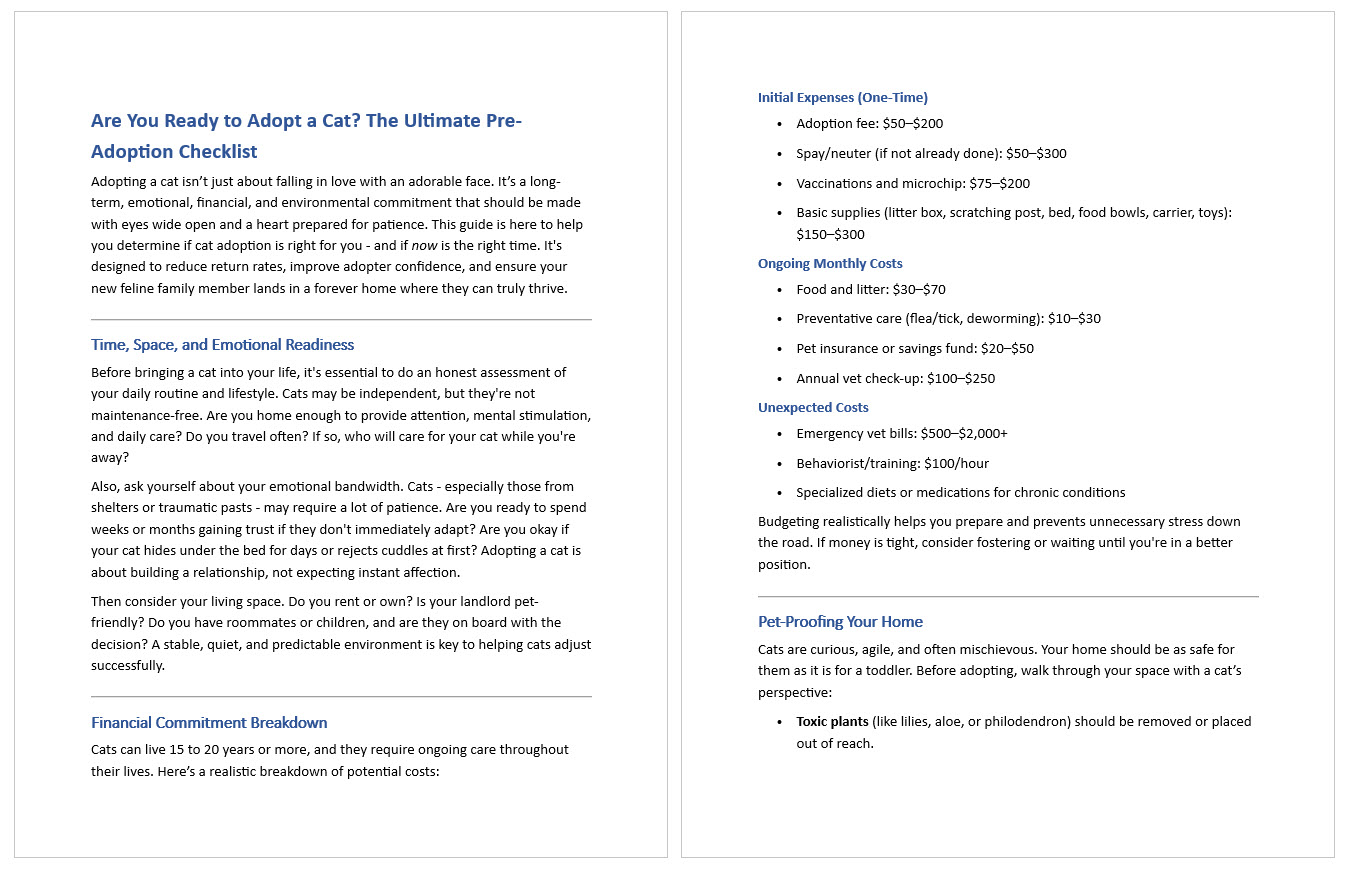 The Cat Pre-Adoption Checklist